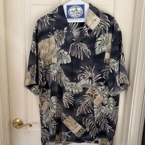 Tommy Bahama Black and Gray Tropical Print Shirt Jacket